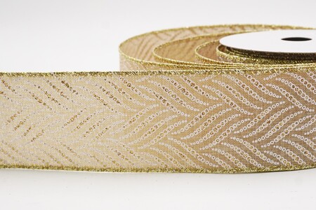 Khaki Metallisches Chevron-Wellen Feiertagsband_KW0299G-14