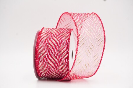 Rot - Rotes Metallisches Chevron-Wellen Feiertagsband_KW0300GC-7-7