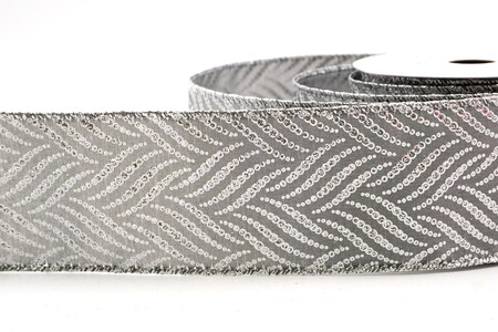 Graues Metallisches Chevron-Wellen Feiertagsband_KW0301G-50