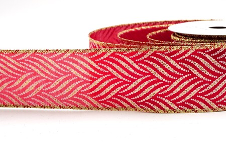 Rotes Metallisches Chevron-Wellen Feiertagsband_KW0301G-7