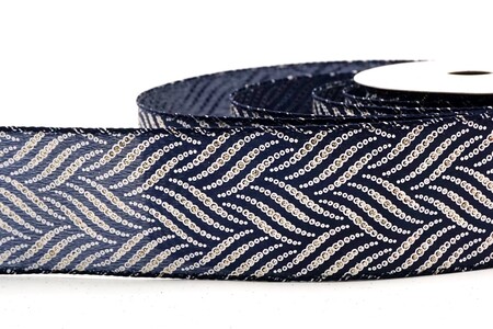 Blaues Metallisches Chevron-Wellen Feiertagsband_KW0302G-4-4