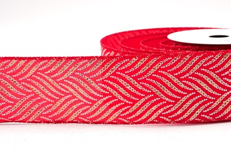Rotes Metallisches Chevron-Wellen Feiertagsband_KW0302GC-7-7