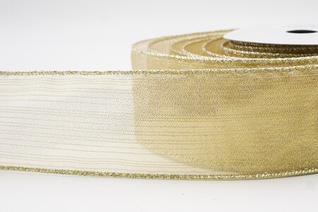 Creme-Gold Schimmer Glitzer Festes Drahtband_KW0307GV-2
