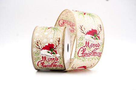 Hellbraunes Rentier-Santa-Hut Frohe Weihnachten Band_KW0312GC-13-183