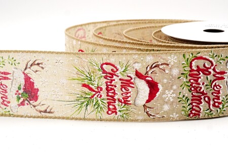 Hellbraunes Rentier-Santa-Hut Frohe Weihnachten Band_KW0312GC-13-183