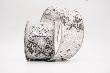 Graues Frohe Weihnachten Schleifen-Kiefer-Drahtband_KW0313GC-50-197