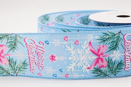 Hellblaues Frohe Weihnachten Schleifen-Kiefer-Drahtband_KW0314GC-12-216