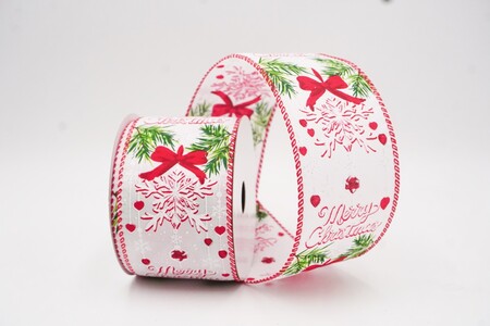 Weiß-Rotes Frohe Weihnachten Schleifen-Kiefer-Drahtband_KW0314GC-1R-7