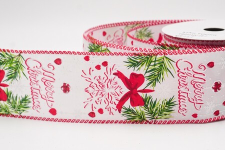 Weiß-Rotes Frohe Weihnachten Schleifen-Kiefer-Drahtband_KW0314GC-1R-7