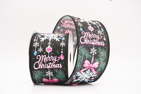 Schwarzes Frohe Weihnachten Schleifen-Kiefer-Drahtband_KW0314GC-53-53