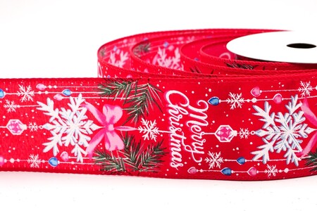 Rotes Frohe Weihnachten Schleifen-Kiefer-Drahtband_KW0314GC-7-7