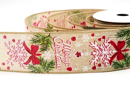 Lt. Brown Fröhliche Weihnachten Bow Pine Drahtband_KW0315GC-13-183