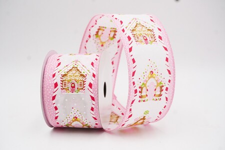 Weiß - Rosa Süßes Lebkuchenhaus Feiertagsband_KW0316GC-1-5