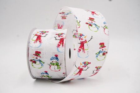Nastro Festivo Wired con Pupazzo di Neve Invernale Bianco_KW0321GC-1-1