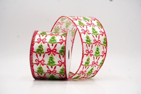 Creme-Rote Weihnachtsbaum Schleife Feiertagsband_KW0324GC-2-7
