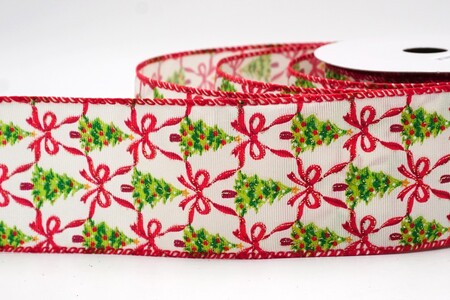 Creme-Rote Weihnachtsbaum Schleife Feiertagsband_KW0324GC-2-7