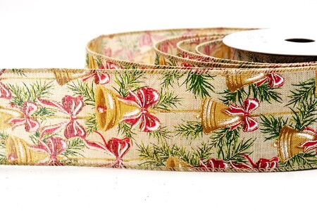 Hellbrauner goldener Glockenbogen Weihnachtsdrahtband_KW0326GC-13-183