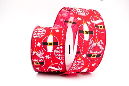 Rot - Rotes Ho Ho Ho Weihnachtsmannanzug Feiertagsband_KW0327GC-7R-7_1