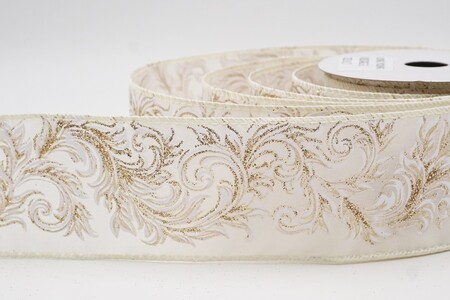 شريط ريبون باروك ذهبي مزخرف كريمي/فضي_KW0334GC-2-2