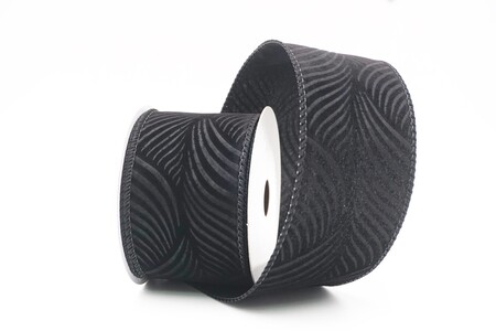 Schwarz Prägung Wirbel Blatt Feder Drahtband_KW0346GC-53-53