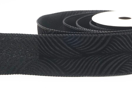 Schwarz Prägung Wirbel Blatt Feder Drahtband_KW0346GC-53-53