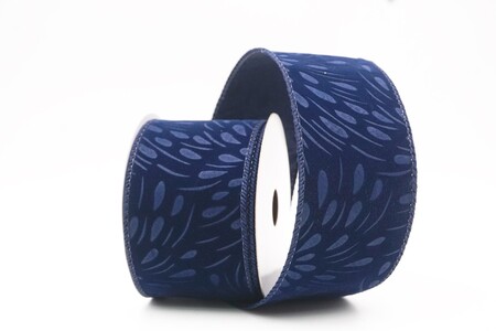 Blaues abstraktes florales geprägtes Drahtband_KW0347GC-4-4