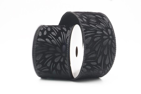 Schwarzes abstraktes florales geprägtes Drahtband_KW0347GC-53-53