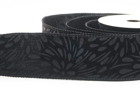 Schwarzes abstraktes florales geprägtes Drahtband_KW0347GC-53-53