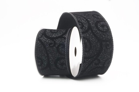 Schwarzes, samtiges Wirbeltextur-Drahtband_KW0348GC-53-53