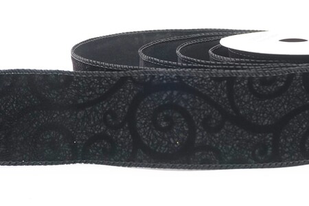 Schwarzes, samtiges Wirbeltextur-Drahtband_KW0348GC-53-53