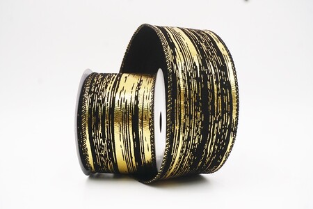Schwarz/Gold metallisches Streifenband Drahtband_KW0349GC-53-53
