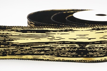 Schwarz/Gold metallisches Streifenband Drahtband_KW0349GC-53-53