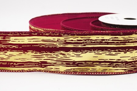 Burgunder/Gold metallisches Streifenband Drahtband_KW0349GC-8-8