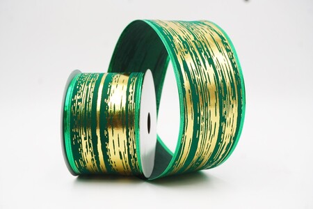 Grün/Gold metallisches Streifenband Drahtband_KW0349S-3G