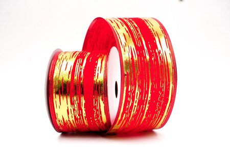 Rot/Gold metallisches Streifenband Drahtband_KW0349S-7G