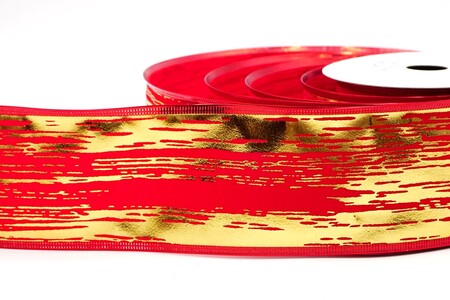 Rot/Gold metallisches Streifenband Drahtband_KW0349S-7G