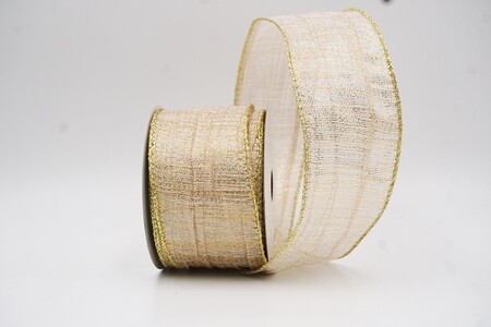 Beige/Gold Shimmer Crosshatch Textur Drahtband_KW0353G-14