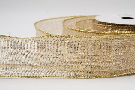Beige/Gold Shimmer Crosshatch Textur Drahtband_KW0353G-14