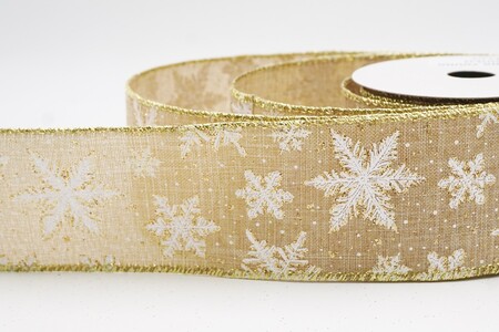 Cinta de Alambre con Patrón de Copos de Nieve Brillantes Beige_KW0371G-14