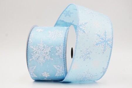 Cinta de Alambre con Patrón de Copos de Nieve Brillantes Azul Claro_KW0372GC-12-216
