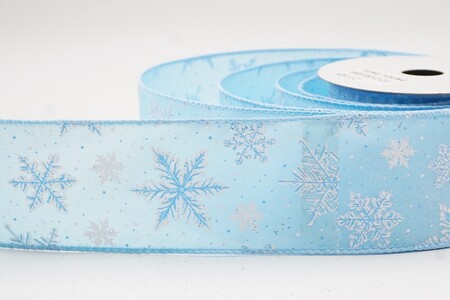 Cinta de Alambre con Patrón de Copos de Nieve Brillantes Azul Claro_KW0372GC-12-216