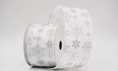 Ruban de fête blanc orné de délicats flocons de neige pailletés_KW0394GC-1-1