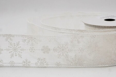 Ruban de fête délicat blanc à paillettes et flocons de neige_KW0395GC-1-1