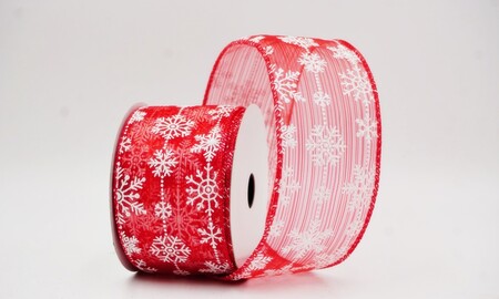 Ruban de fête délicat rouge à paillettes et flocons de neige_KW0395GC-7-7