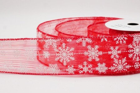 Ruban de fête délicat rouge à paillettes et flocons de neige_KW0395GC-7-7