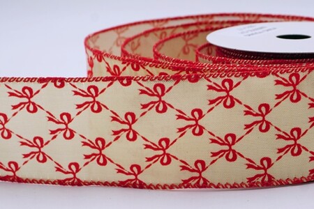 Nastro con motivo rustico e fiocco annodato marrone chiaro/rosso_KW0397GC-13-7