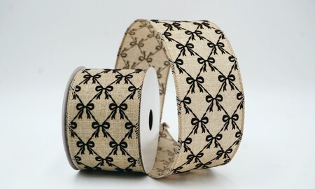 Nastro con motivo rustico e fiocco annodato beige_KW0398GC-14-183