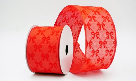 Nastro con motivo rustico e fiocco annodato rosso_KW0398GC-7-7