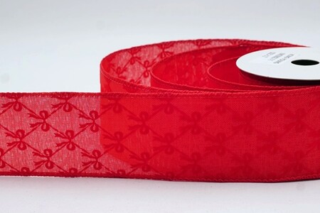 Nastro con motivo rustico e fiocco annodato rosso_KW0398GC-7-7
