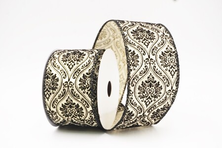 Nastro cablato damascato barocco decorato marrone chiaro/nero_KW0401GC-13-53